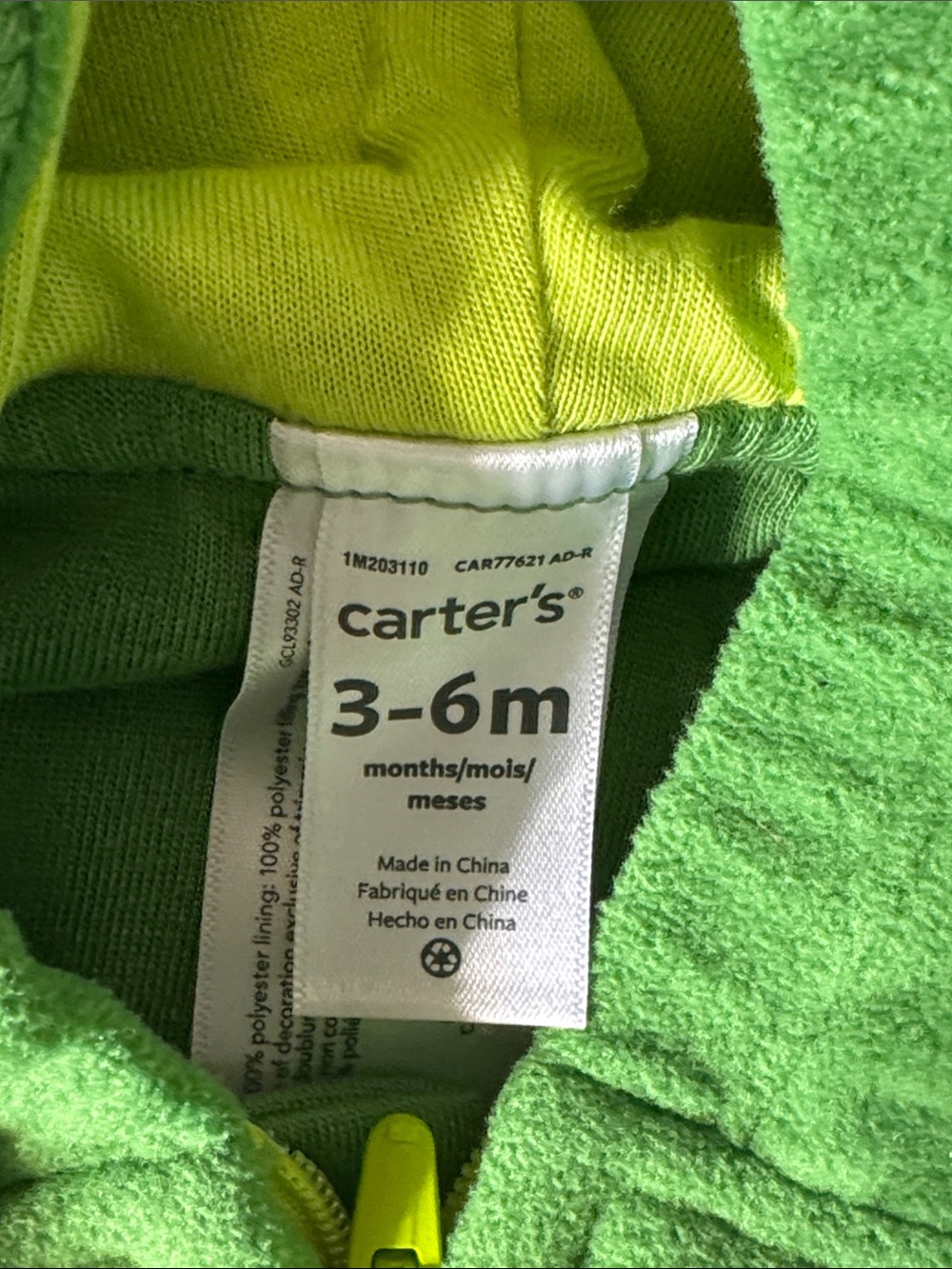 Carter's Avocado Halloween Costume 3-6 months baby boys girls green warm zip
Up - Picture 3 of 5